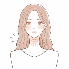 首のしわに悩む女性