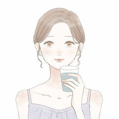 水を飲む女性