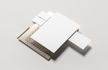 Corporate identity stationery mock up isolated on modern style background. Mock up for branding identity. 3D illustration