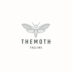 Fototapeta premium Moth line art logo icon design template flat vector illustration