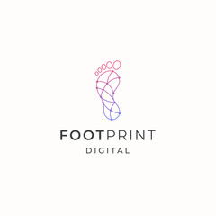 Foot print digital logo icon design template flat vector illustration