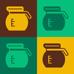Pop art Coffee pot icon isolated on color background. Vector