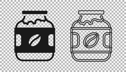 Black Coffee jar bottle icon isolated on transparent background. Vector
