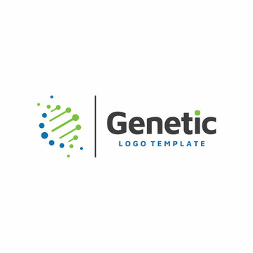 Simple Modern DNA Genetic Helix Chains Symbol With Spiral Dots For Biology Science  Logo Design