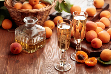 Apricot liquor with fresh fruits.