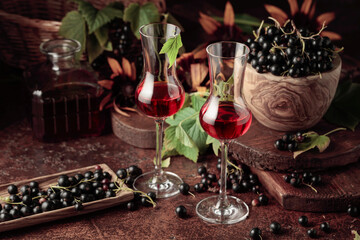 Black currant liquor and ripe juicy berries.