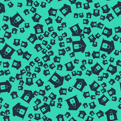 Obraz premium Black Closed warehouse icon isolated seamless pattern on green background. Vector