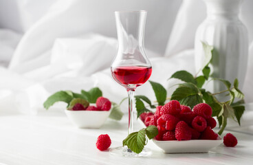 Raspberry liquor and fresh berries.
