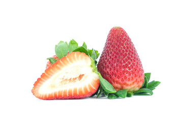 Fresh strawberry on white background. Close up of a strawberry.