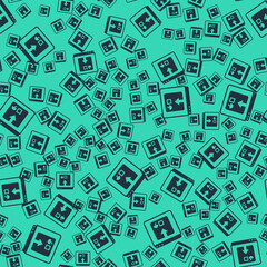 Obraz premium Black Online app delivery tracking icon isolated seamless pattern on green background. Parcel tracking. Vector