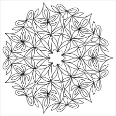 Easy mandala like flower or star, basic and simple mandalas Coloring Book for adults, seniors, and beginner. Digital drawing. Floral. Flower. Oriental. Book Page. Vector.	