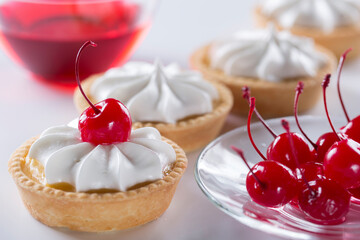 concept of a mini-confectionery or large confectionery factory. Production of cakes and sweet pastries with cream.