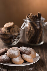 The concept of baking cookies, cakes and sweet rolls. Baking sweet treats.