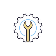 Gear with Wrench vector concept icon or symbol