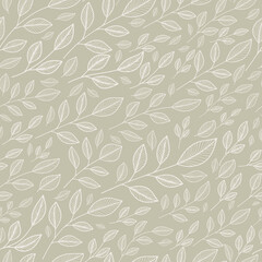 seamless pattern with hand drawn botanical elements delicate pastel color