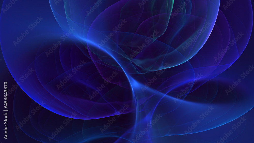 Poster 3d rendering abstract blue technology fractal background