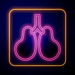 Glowing neon Lungs icon isolated on black background. Vector