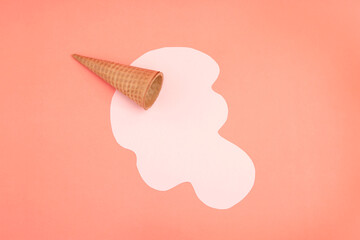 Empty Ice Cream Cone on pink background