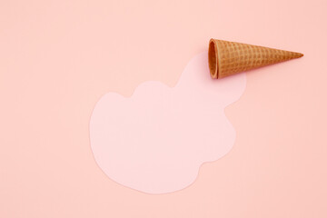 Empty Ice Cream Cone on pink background