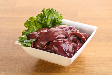 Raw chicken liver in the bowl