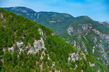 Turkish green Tahtali mountain aerial landscape view