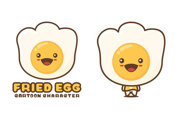 cute fried egg mascot, food cartoon illustration