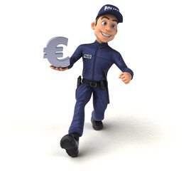 Fun 3D illustration of a cartoon Police Officer