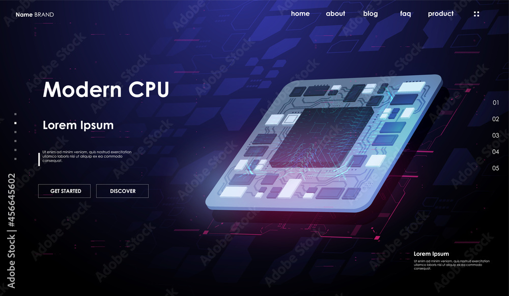 Fototapete tech futuristic template. digital chip with hud elements. futuristic microchip processor. quantum co