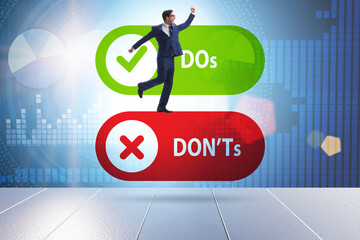 Concept of choosing between dos and donts