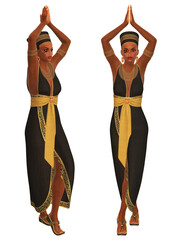 3D Egypt woman in black gold outfit
