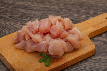 Raw diced chicken for cooking