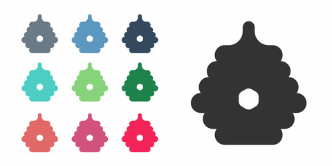 Black Hive for bees icon isolated on white background. Beehive symbol. Apiary and beekeeping. Sweet natural food. Set icons colorful. Vector