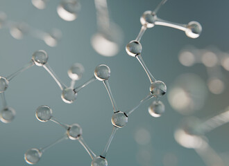 Abstract atom or molecule structure for Science or medical background 3d render