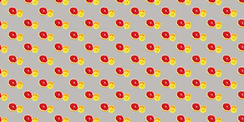 Seamless pattern with lemon, orange and grapefruit