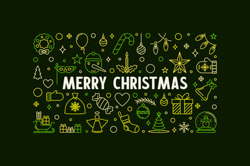 Merry Christmas outline creative vector colored Xmas banner