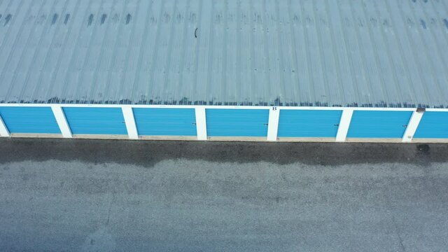 Truck shot of rental self storage unit. No people, nobody.