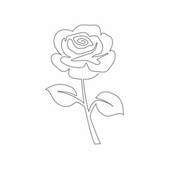 Obraz premium Rose One line drawing on white background
