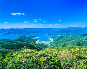 鹿児島県　奄美大島　高知山展望台から大島海峡
