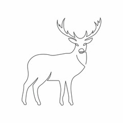 Deer One line drawing on white