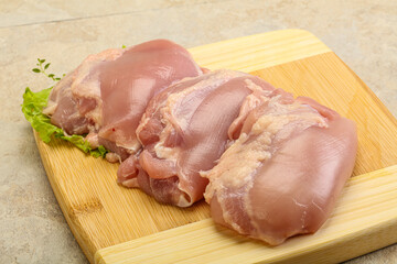 Raw chicken boneless and skinless leg