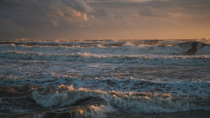 Ocean Waves After The Sunset