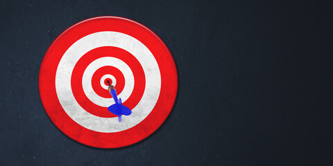 Blue dart on center of dartboard