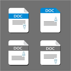 Flat design with Doc files download document,icon,symbol set, vector design element illustration
