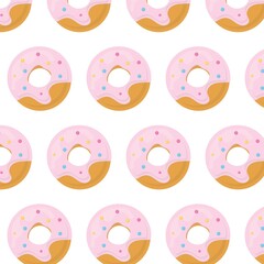  Donut seamless pattern. Pattern with a donut in glaze. The pattern is suitable for prints, posters, fabrics, wrapping paper.