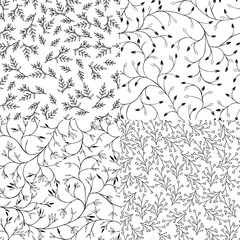 Collection set seamless pattern with leaves sketch. © barberry