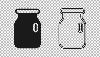 Black Glass jar with screw-cap icon isolated on transparent background. Vector