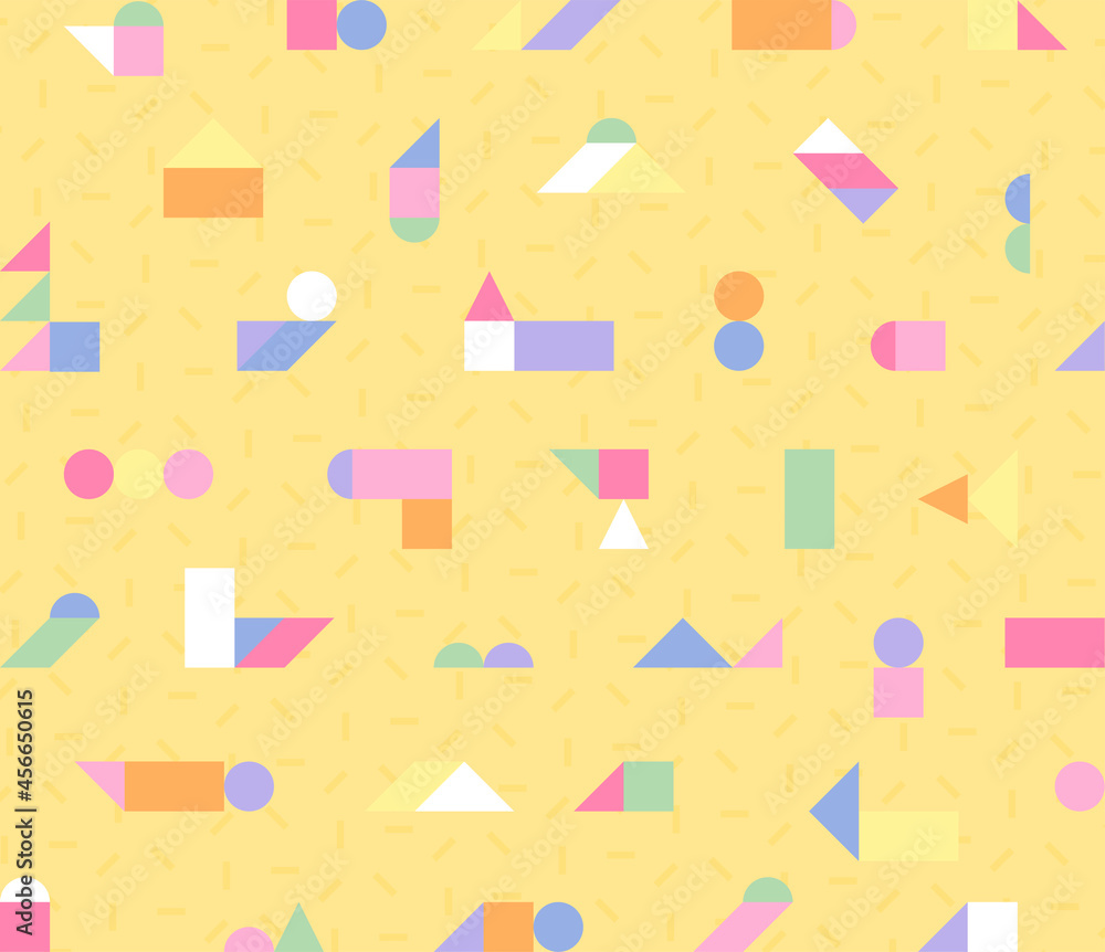 Poster small figures are combined on a yellow background to create a cute shape. simple pattern design temp