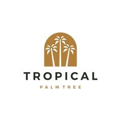 bohemian palm tree niche door logo vector icon illustration