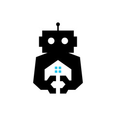 robot house home cyborg automatic logo vector icon illustration