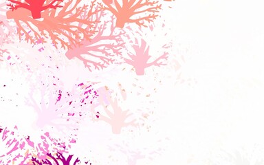 Light Pink vector abstract pattern with leaves, branches.